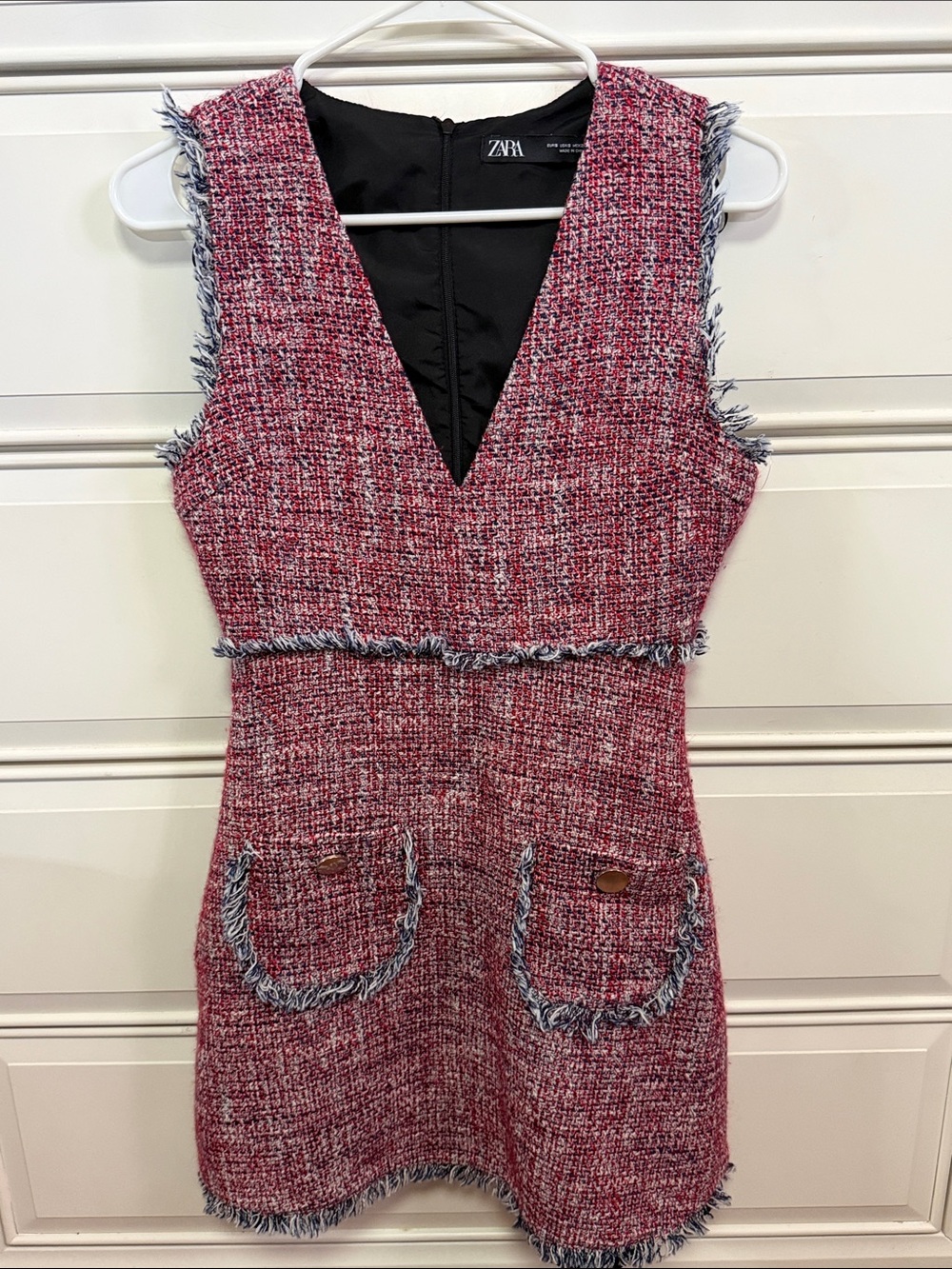 Zara Tweed V-Neck Sleeveless Dress